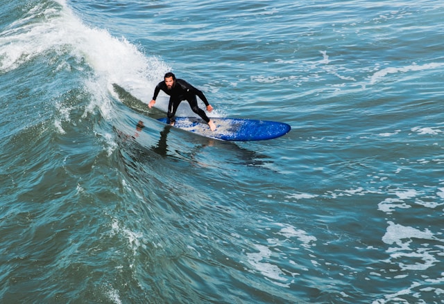 Surfer riding a wave